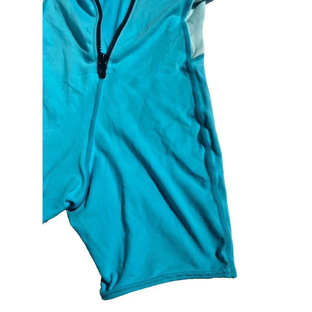 O'Neill Kids Teal Short Fit Zip Back 50+UV Block Rashguard Swimsuit Beach- Sz 3T